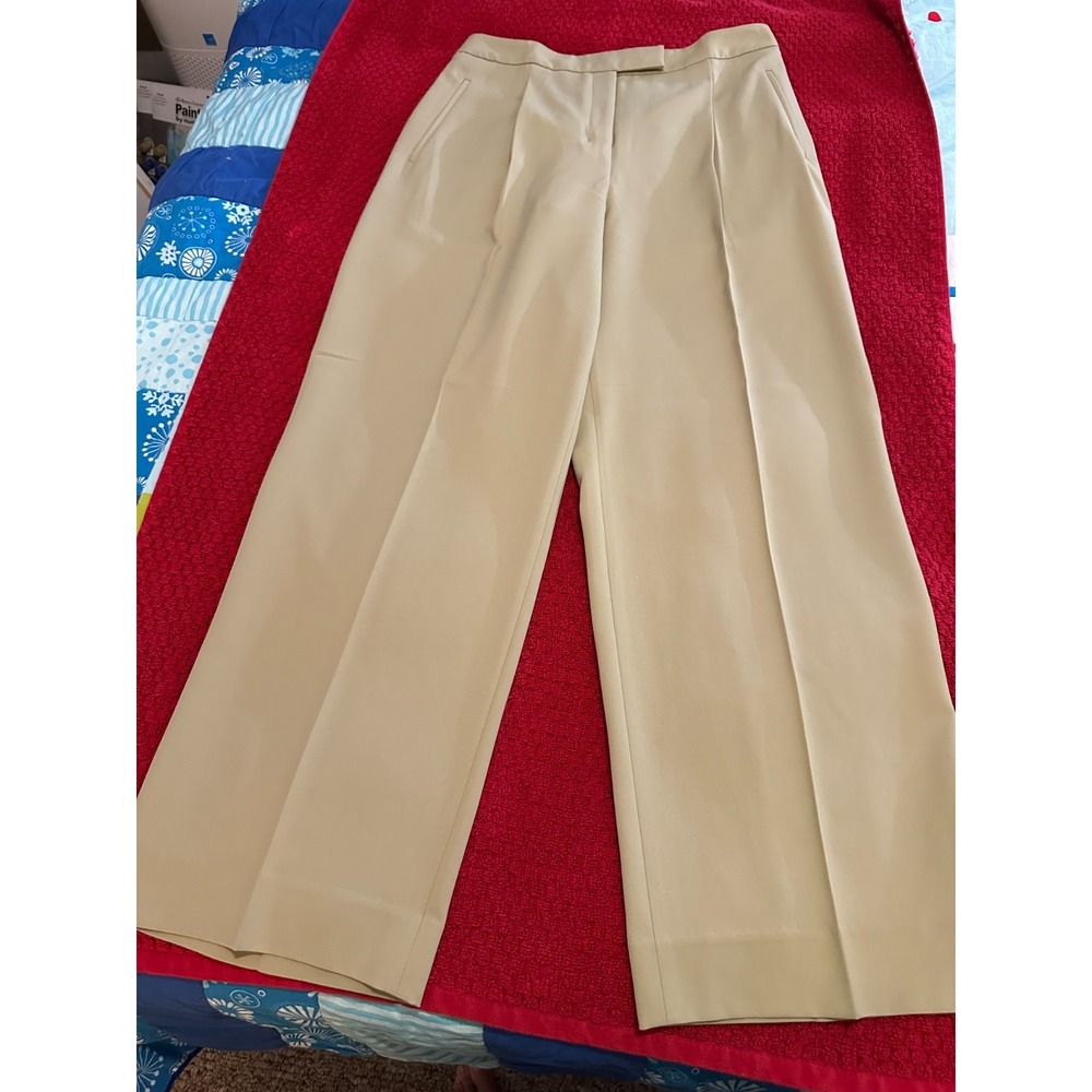Calvin Klein Women's Pleated Slacks 8r Slide Closure Color: Tree House (Tan)